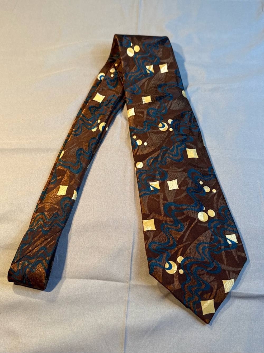 Geffery Beene Brown Geometric & Blue Accent Men's Tie